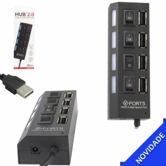 Hub 4 Portas USB 2.0 com Chave Seletora DIR-113116