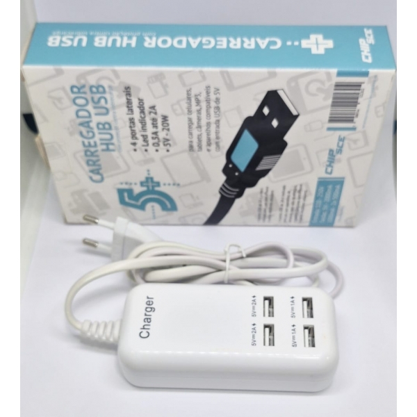 Carregador de Tomada com 4 Saídas USB 0,80cm DIR-021302